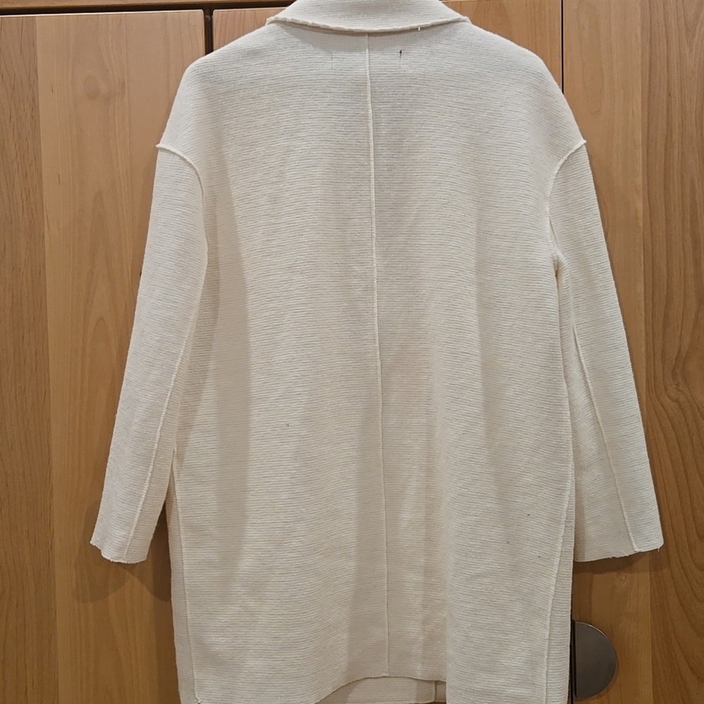 Zara Women's Blazer Coat, Wool Blend, Unlined, Creamy White, Buttons, Small - Picture 9 of 16